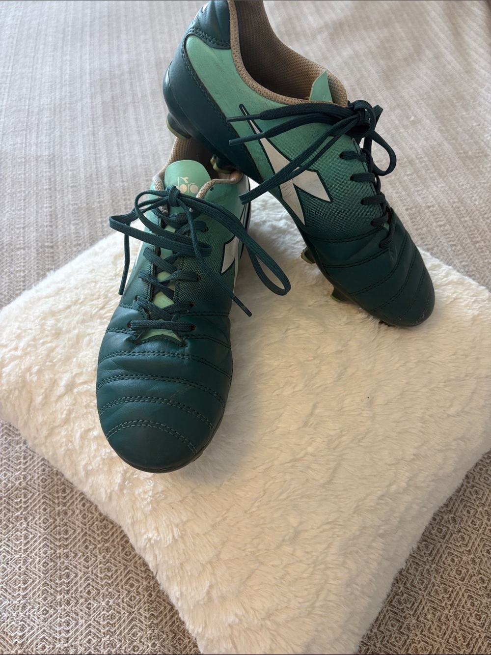 Green Teal Soccer Cleats with White Logo